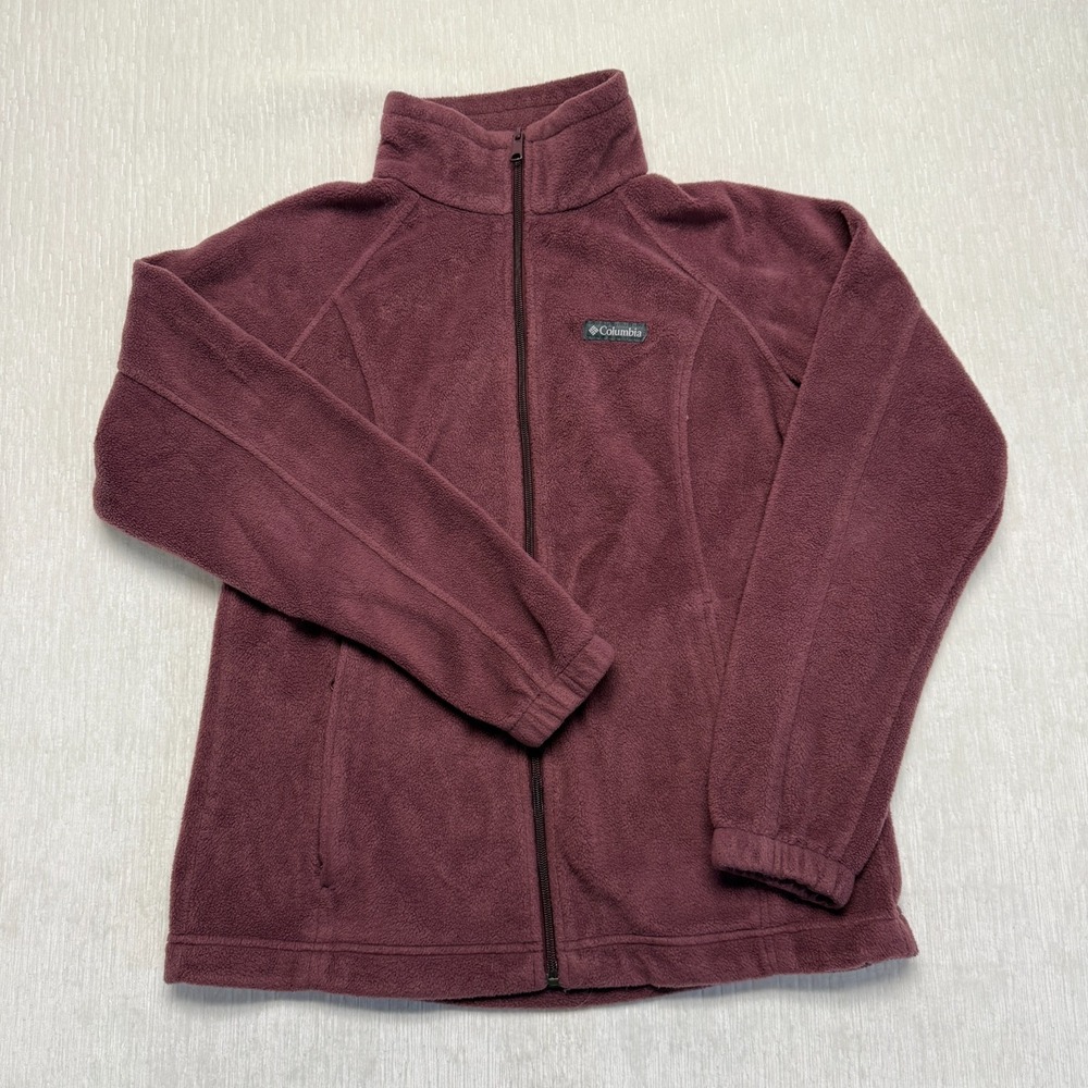 Columbia Sportswear Fleece Jacket Womens Large Plum Soft Warm Mock Neck Zip Up